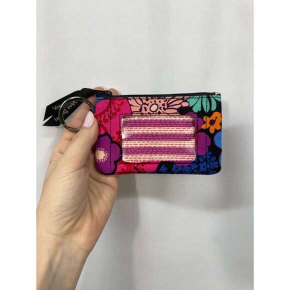 Vera Bradley Wristlet Zip ID Case Discontinued Print Top Zip Key King Purple - Picture 1 of 4